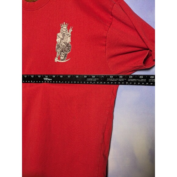 Red Grim Reaper King of Spades Skeleton Graphic Tee XL Streetwear Skater Punk - Picture 5 of 8